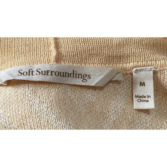 Soft Surroundings Sz M Yellow Striped Open Front Sweater Cardigan Womens - Picture 3 of 7